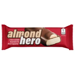 Almond Hero, barretta di marzapane e mandorle intere ricoperta di cioccolato al latte da 40g