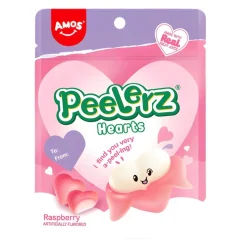 Amos Peelerz Hearts, caramelle gommose al gusto di lampone da 65g