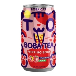 Boba Cat Strawberry and Peach, bubble tea al gusto di fragola e pesca da 320ml