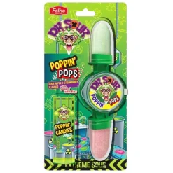 Dr. Sour Poppin' Pops, caramella al gusto di mela verde e fragola da 35g