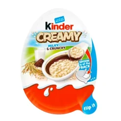 Kinder Creamy Milky & Crunchy, cioccolato kinder con crema al latte e riso soffiato da 19g