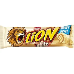 Lion White, barretta al cioccolato ripiena di wafer e riso soffiato da 42g