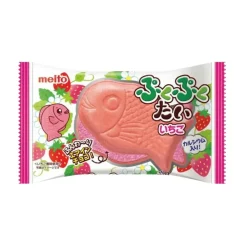 Meito Japanese Strawberry Wafer, wafer a forma di pesce con crema alla fragola da 16,5g
