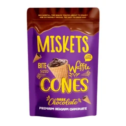 Miskets Cones With Dark Chocolate, coni di cialda con ripieno di cioccolato fondente da 70g