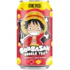 One Piece Luffy Bobbasan Ultra Ice Tea Strawberry & Peach Flavour, bubble tea al gusto di fragola e pesca da 320ml