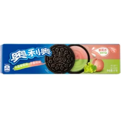 Oreo Grape&Peach, biscotti al cioccolato con crema al sapore di uva e pesca da 97g