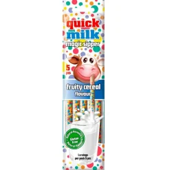 Quick Milk Magic Sipper Fruity Cereal Flavor, cannucce con caramelle al gusto di cereali alla frutta da 30g
