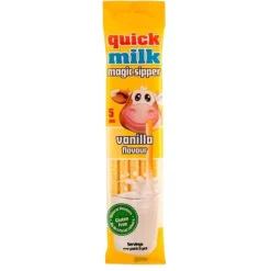 Quick Milk Magic Sipper Vanilla, cannucce con caramelle al gusto di vaniglia da 30g