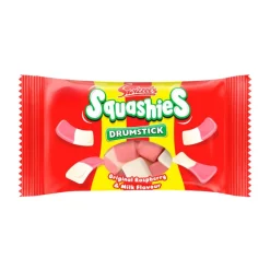 Swizzels Squashies Drumstick Original Raspberry & Milk Flavour, caramelle gommose al gusto di latte e lampone da 60g