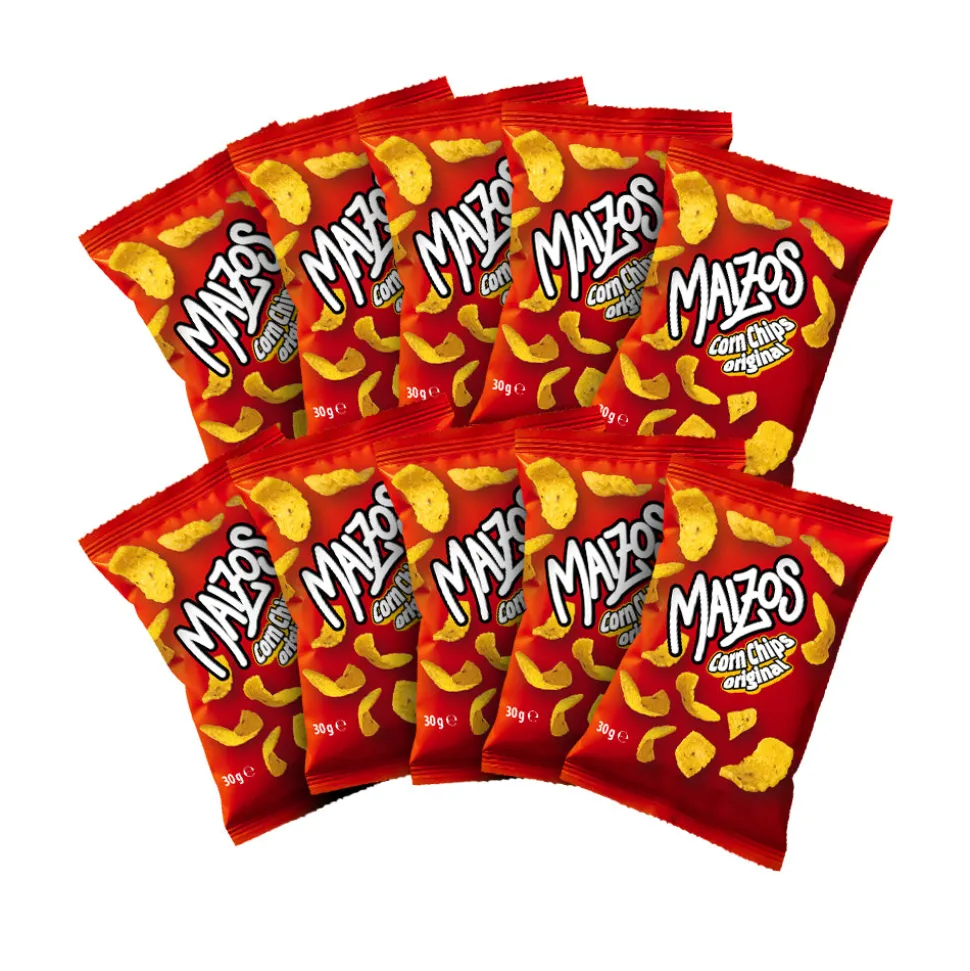 10x Maizos Corn Chips Original, chips di mais nel gusto original da 30g